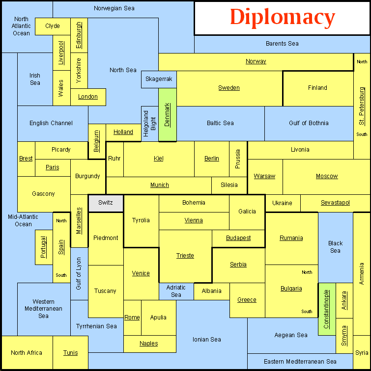Diplomacy Board Game. Diplomacy Board Game Map